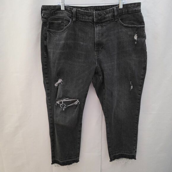 a.n.a Ana Denim Capri High Rise Straight Leg Jeans Distressed Destroyed 20W Plus - Picture 1 of 11